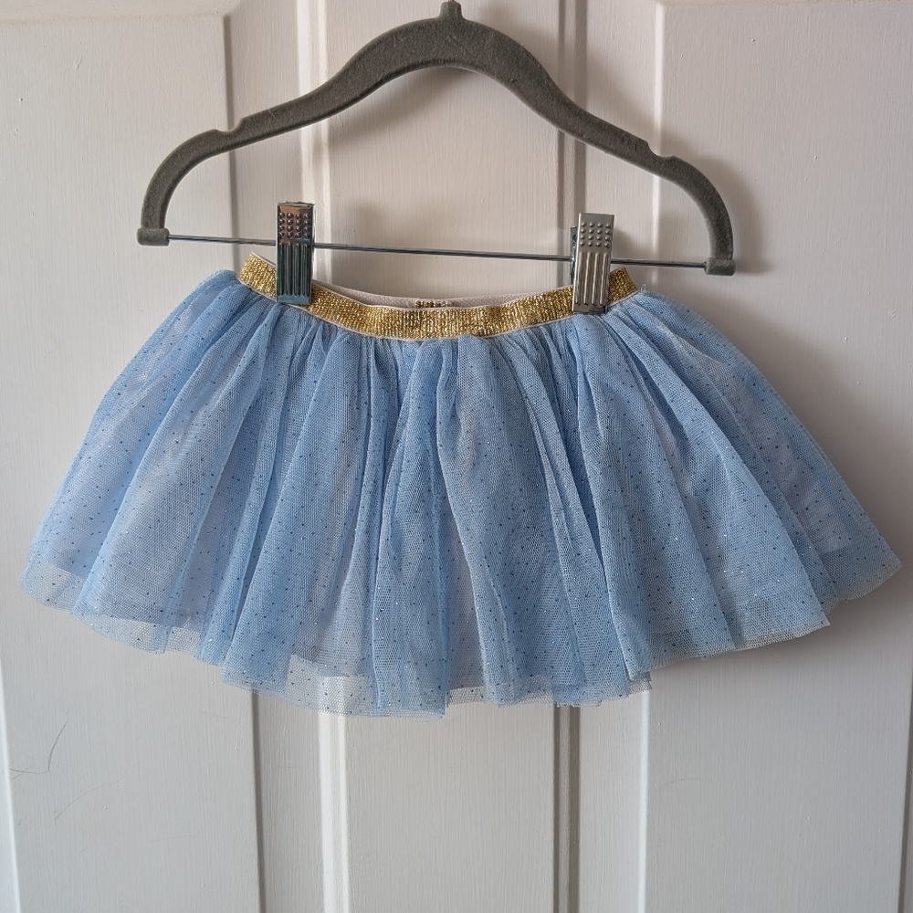 Everbloom Light Blue Tulle Skirt with Gold Waistband